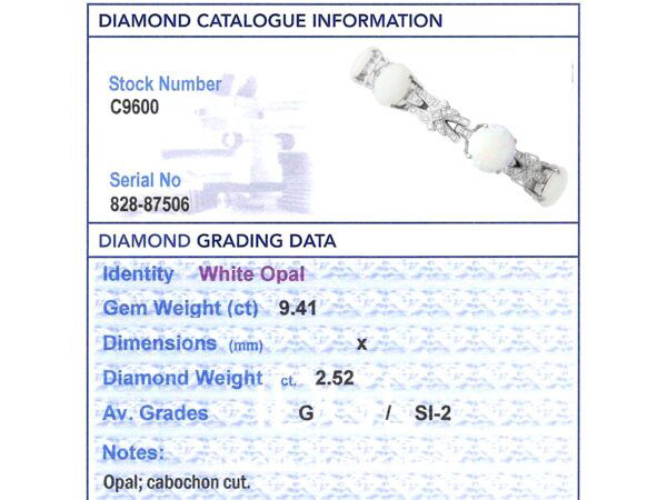 Vintage Opal Diamond Grading Card