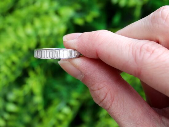 Baguette Diamond Full Eternity Ring in Platinum outside