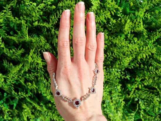 ruby and diamond necklace outside