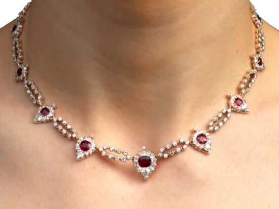 Victorian Ruby and Diamond Choker Necklace wearing