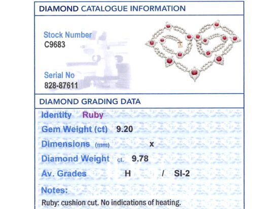 Victorian Ruby and Diamond Choker Necklace grading card