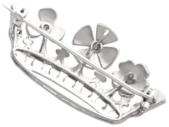 White Gold Crown Brooch Reverse