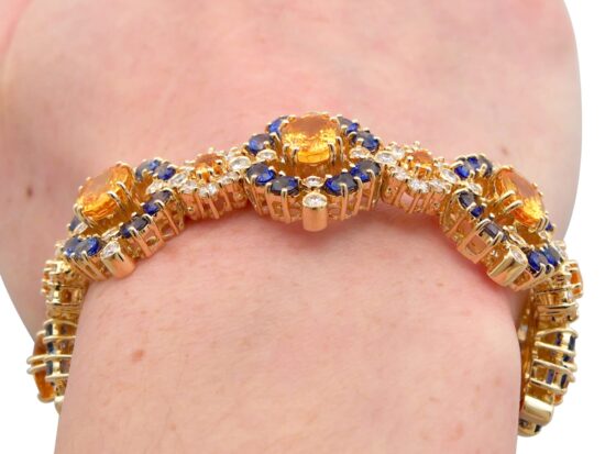 Wearing Sapphire Diamond Bracelet Close Up