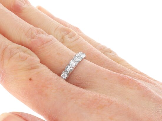 1930s Diamond Eternity Ring in White Gold on hand