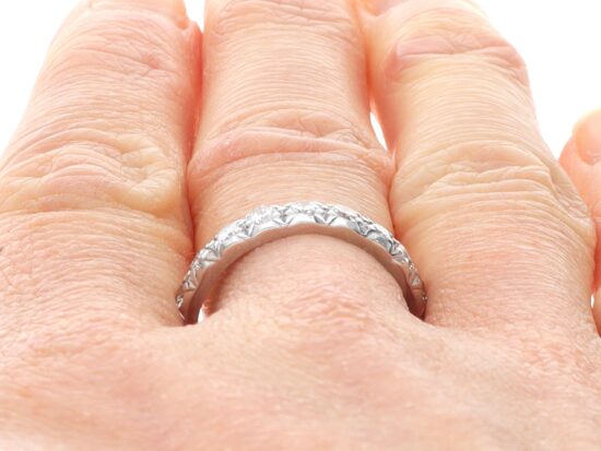 1930s Diamond Eternity Ring in White Gold on finger