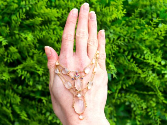 Antique Gold Moonstone Necklace outside