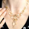 Antique Gold Moonstone Necklace wearing