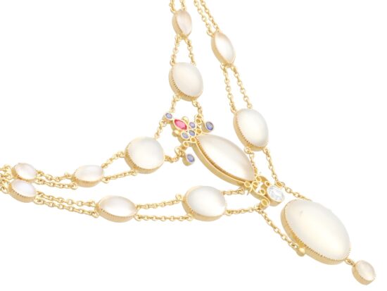 Antique Gold Moonstone Necklace