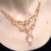 wearing Antique Gold Moonstone Necklace