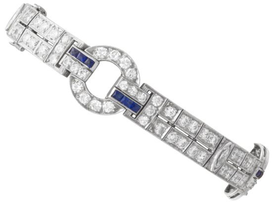 Antique Diamond and Sapphire Bracelet in Platinum