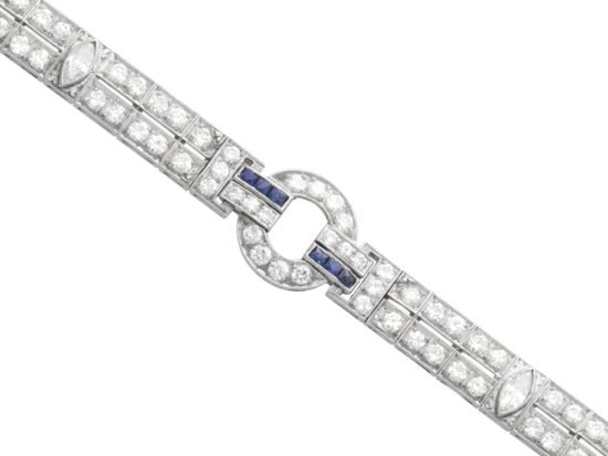 Antique Diamond and Sapphire Bracelet in Platinum