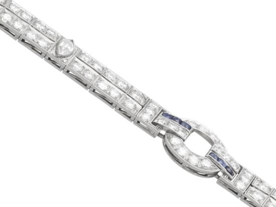 Antique Diamond and Sapphire Bracelet in Platinum