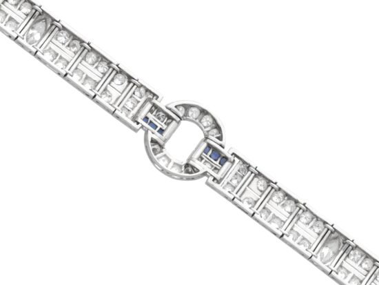 Antique Diamond and Sapphire Bracelet in Platinum reverse