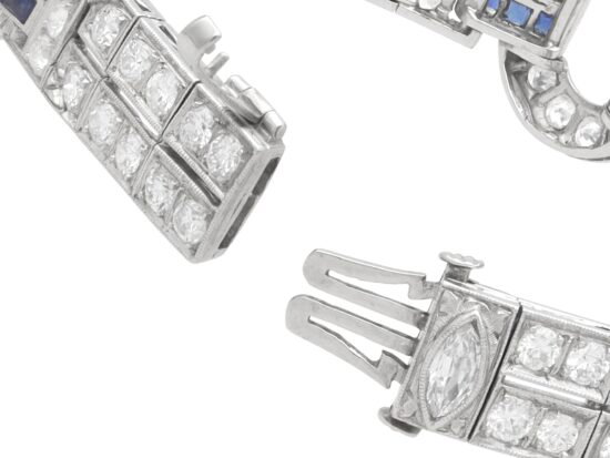 Antique Diamond and Sapphire Bracelet in Platinum open