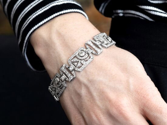 Platinum Diamond Bracelet Being Worn