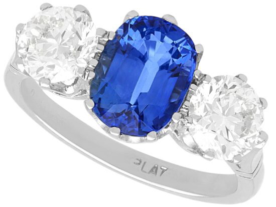 Madagascar Sapphire Trilogy Engagement Ring