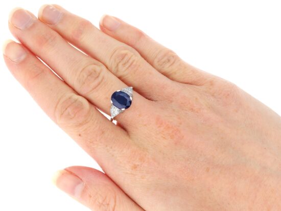Sapphire Ring Worn On Hand