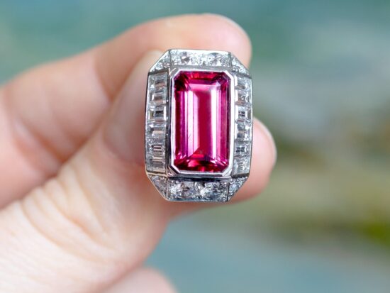 Platinum Pink Tourmaline Diamond Ring