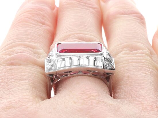 Wearing Art Deco Pink Tourmaline Cocktail Ring