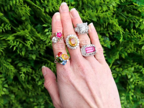 Gemstone Cluster Rings on Hand
