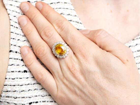 Yellow Sapphire Ring Worn On Hand
