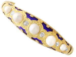 Victorian Pearl Enamel Bangle