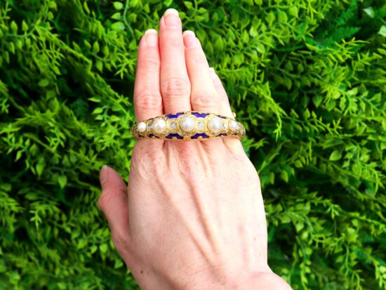 Victorian Pearl Enamel Bangle