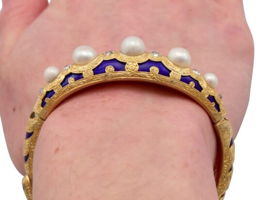 Pearl Diamond Bangle Worn