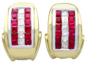 Vintage Ruby Diamond Earrings