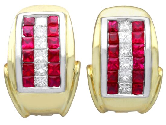 Vintage Ruby Diamond Earrings