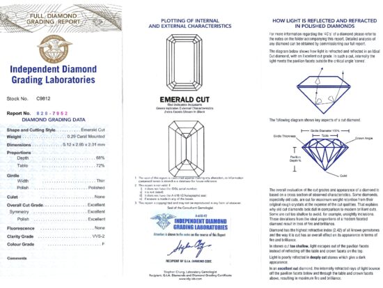 Luxury 14 carat Diamond Line Bracelet in Platinum certificate