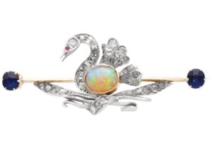 Silver Set Swan Brooch