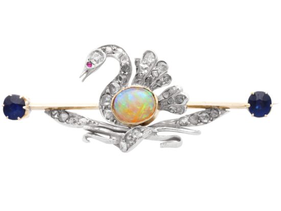 Silver Set Swan Brooch