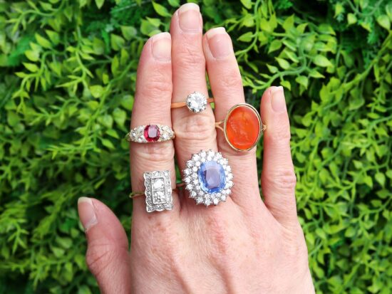 Diamond and Gemstone Rings On Hand