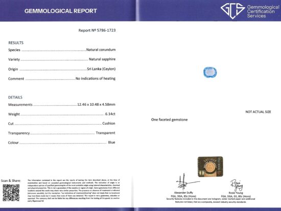 GCS Sapphire Certificate Image