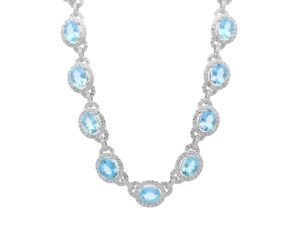 Aquamarine Diamond Necklace Front