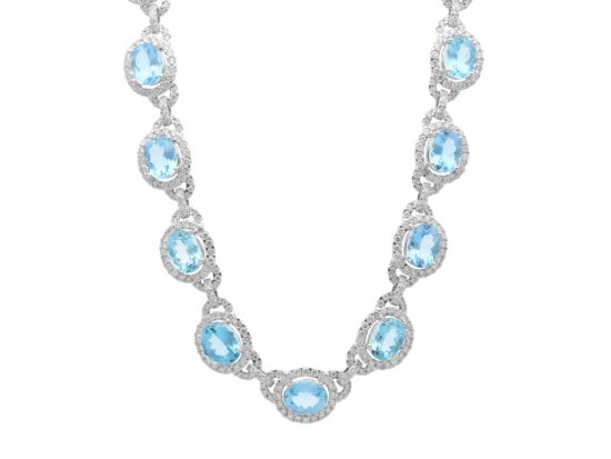 Aquamarine Diamond Necklace Front