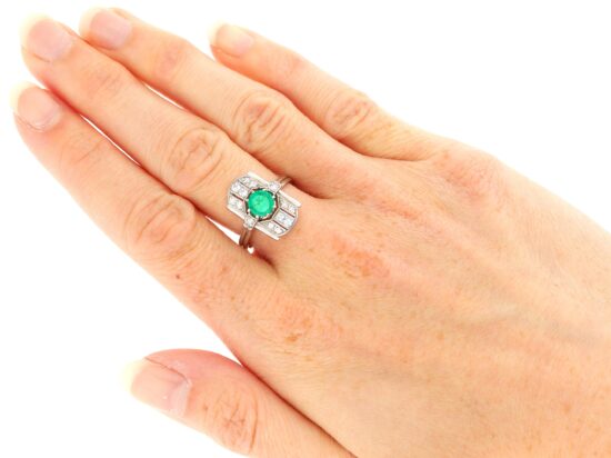 Art Deco Emerald Ring On Hand