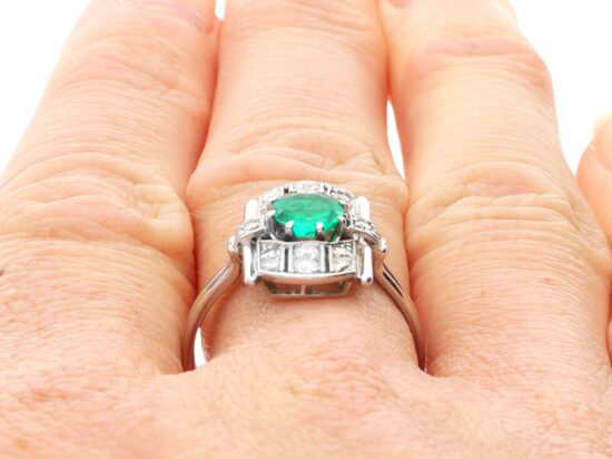 Emerald and Diamond Ring On Hand