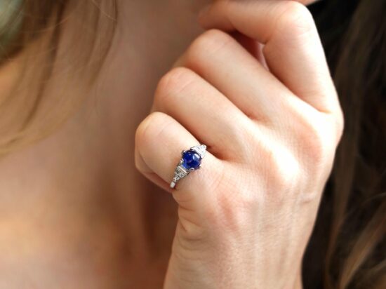 Platinum Art Deco Ring On Hand