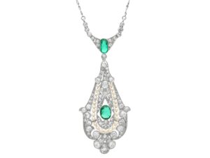 Antique Emerald Pearl Pendant