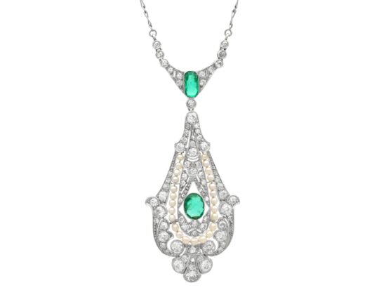 Antique Emerald Pearl Pendant