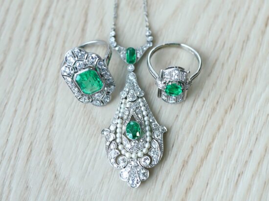 Platinum Pearl Pendant and Rings