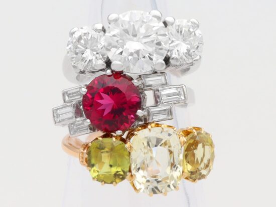Trio of Diamond and Gemstone Rings