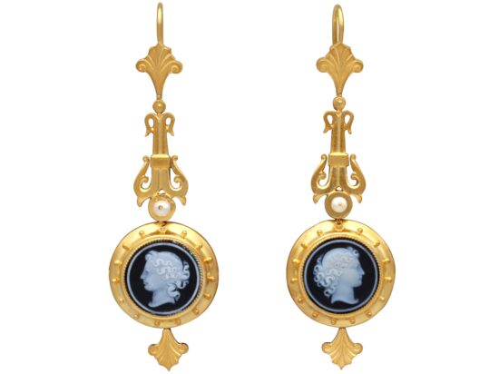 French Pearl Cameo Earrings