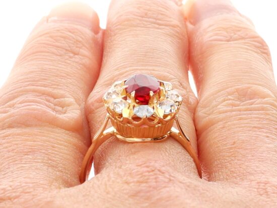 Wearing Ruby Cluster Ring