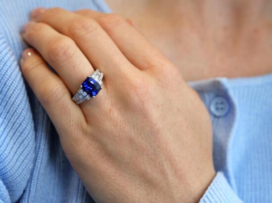 Sapphire Engagement Ring On Hand
