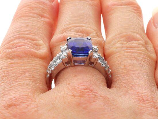 Sapphire Ring On Finger