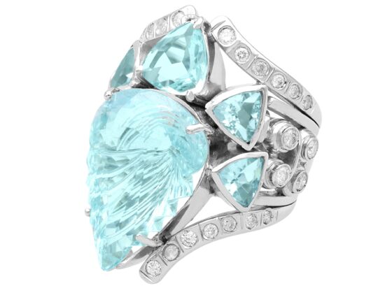 Five Aquamarine Ring Detail