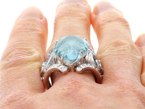 6.21ct Aquamarine Ring On Hand